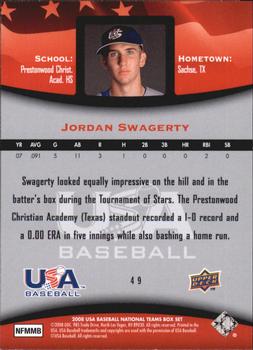 2008 Upper Deck USA Baseball Box Set #49 Jordan Swagerty Back