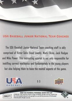 2008 Upper Deck USA Baseball Box Set #53 Coaches Back