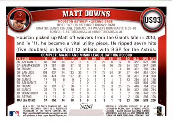 2011 Topps Update - Target Red Border #US93 Matt Downs Back