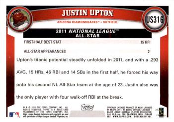 2011 Topps Update - Target Red Border #US316 Justin Upton Back