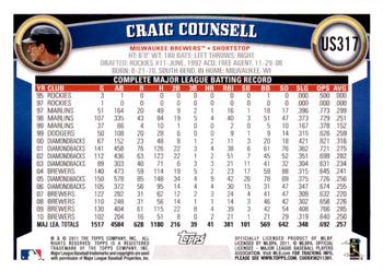 2011 Topps Update - Target Red Border #US317 Craig Counsell Back