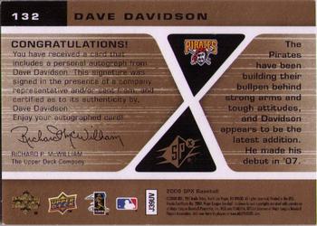 2008 SPx #132 Dave Davidson Back