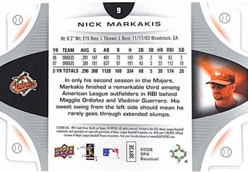 2008 SPx #9 Nick Markakis Back