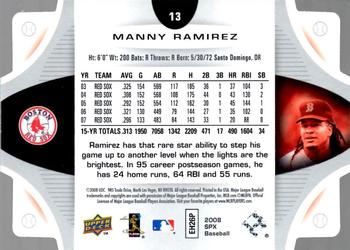 2008 SPx #13 Manny Ramirez Back