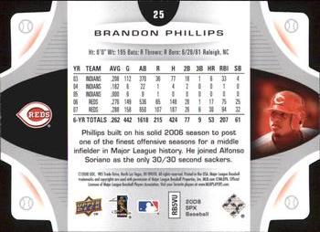 2008 SPx #25 Brandon Phillips Back