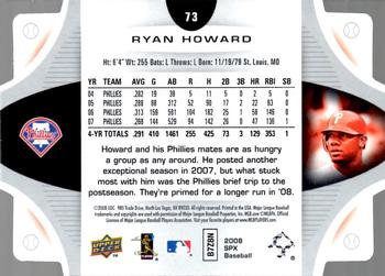 2008 SPx #73 Ryan Howard Back
