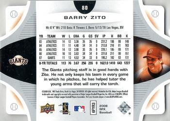 2008 SPx #80 Barry Zito Back