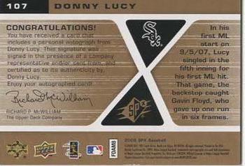 2008 SPx #107 Donny Lucy Back