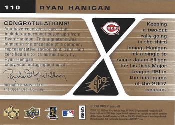 2008 SPx #110 Ryan Hanigan Back