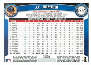 2011 Topps Update - Walmart Blue Border #US64 J.C. Romero Back