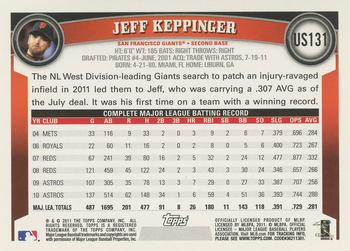 2011 Topps Update - Walmart Blue Border #US131 Jeff Keppinger Back