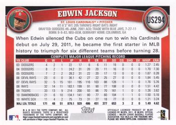 2011 Topps Update - Walmart Blue Border #US294 Edwin Jackson Back