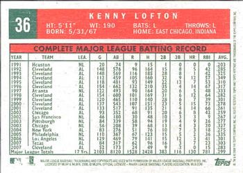 2008 Topps Heritage #36 Kenny Lofton Back
