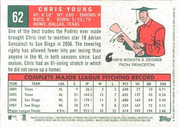 2008 Topps Heritage #62 Chris Young Back