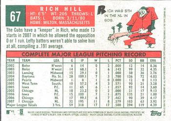 2008 Topps Heritage #67 Rich Hill Back