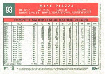 2008 Topps Heritage #93 Mike Piazza Back