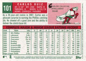 2008 Topps Heritage #101 Carlos Ruiz Back