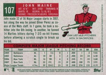 2008 Topps Heritage #107 John Maine Back
