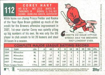 2008 Topps Heritage #112 Corey Hart Back