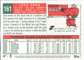 2008 Topps Heritage #161 Josh Fogg Back