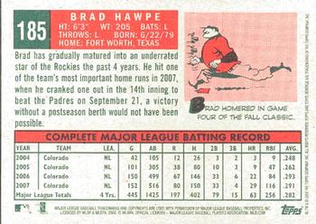 2008 Topps Heritage #185 Brad Hawpe Back