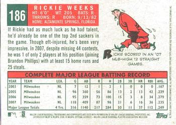 2008 Topps Heritage #186 Rickie Weeks Back