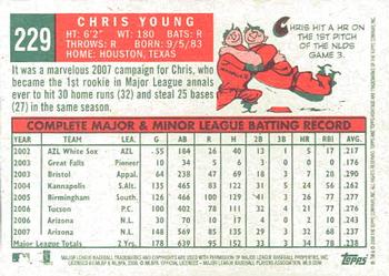 2008 Topps Heritage #229 Chris Young Back