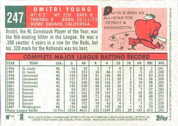 2008 Topps Heritage #247 Dmitri Young Back