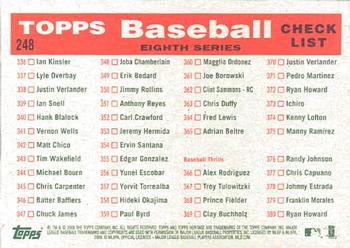 2008 Topps Heritage #248 Boston Red Sox Back