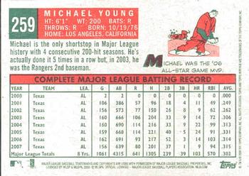 2008 Topps Heritage #259 Michael Young Back