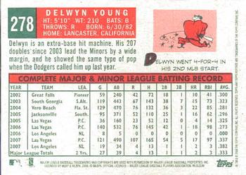 2008 Topps Heritage #278 Delwyn Young Back