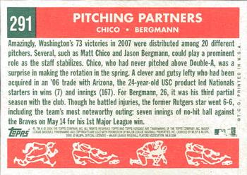 2008 Topps Heritage #291 Pitching Partners (Matt Chico / Jason Bergmann) Back