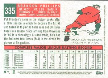2008 Topps Heritage #335 Brandon Phillips Back