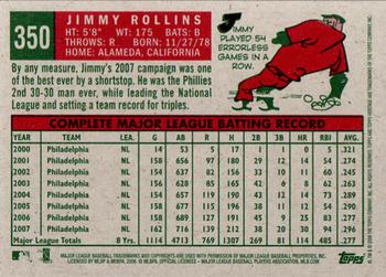 2008 Topps Heritage #350 Jimmy Rollins Back