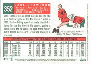 2008 Topps Heritage #352 Carl Crawford Back
