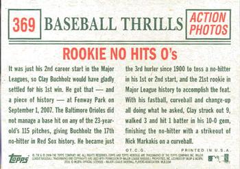 2008 Topps Heritage #369 Rookie Buchholz No-Hits O's Back