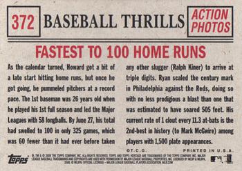 2008 Topps Heritage #372 Fastest to 100 HRs Back