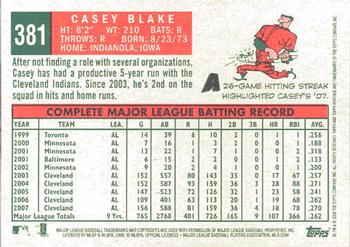 2008 Topps Heritage #381 Casey Blake Back
