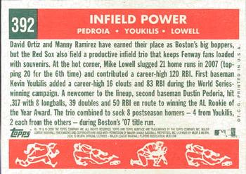 2008 Topps Heritage #392 Infield Power (Mike Lowell / Kevin Youkilis / Dustin Pedroia) Back