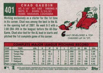 2008 Topps Heritage #401 Chad Gaudin Back