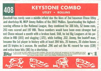 2008 Topps Heritage #408 Keystone Combo (Chase Utley / Jimmy Rollins) Back