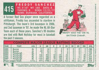 2008 Topps Heritage #415 Freddy Sanchez Back