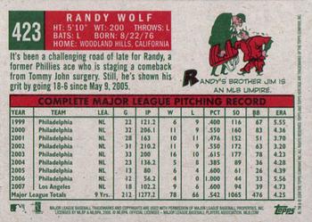 2008 Topps Heritage #423 Randy Wolf Back