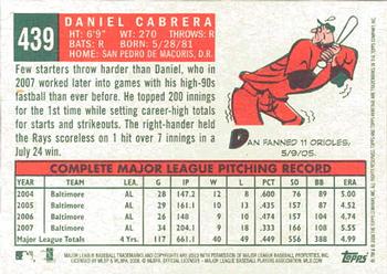2008 Topps Heritage #439 Daniel Cabrera Back