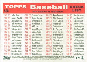 2008 Topps Heritage #508 Tampa Bay Rays Back