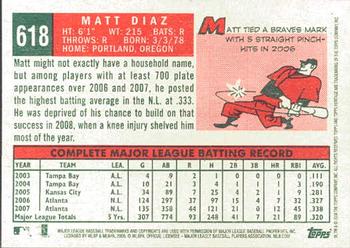 2008 Topps Heritage #618 Matt Diaz Back