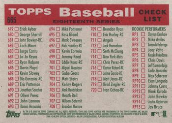2008 Topps Heritage #665 Texas Rangers Back