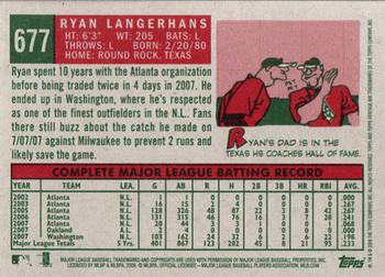 2008 Topps Heritage #677 Ryan Langerhans Back