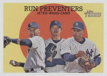 2008 Topps Heritage #237 Run Preventers (Derek Jeter / Chien-Ming Wang / Robinson Cano) Front