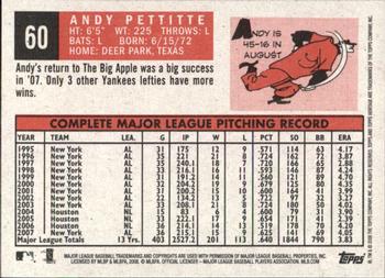 2008 Topps Heritage #60 Andy Pettitte Back